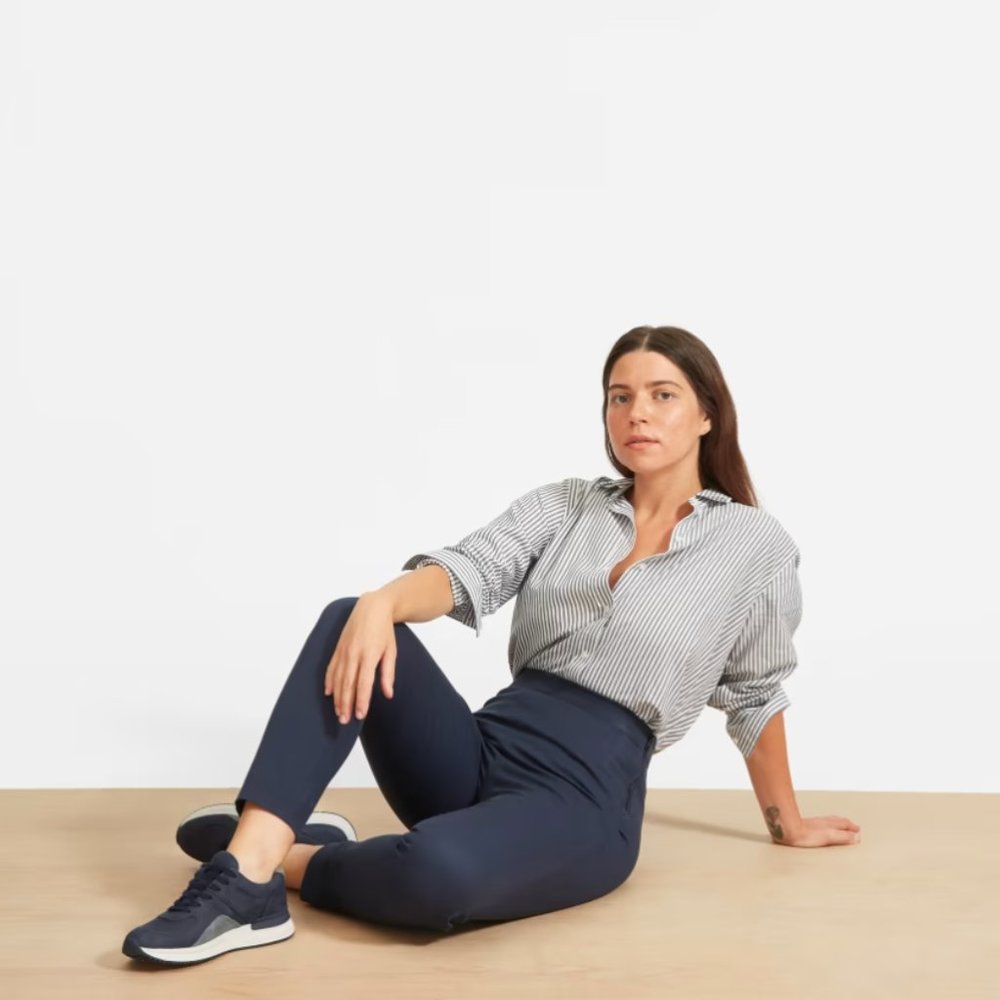 NWT Everlane The Curvy Side-Zip Stretch Cotton Pant Navy - Size 2 Ankle